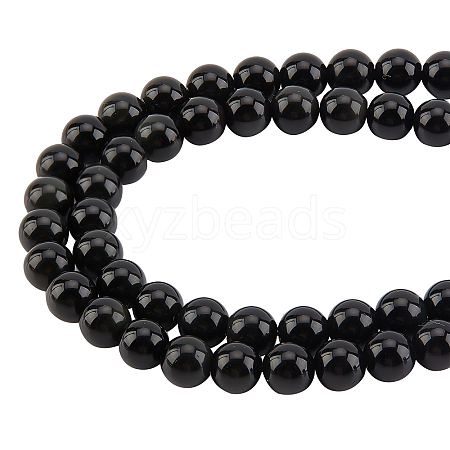 ARRICRAFT Natural Obsidian Beads Strands G-AR0004-63-1