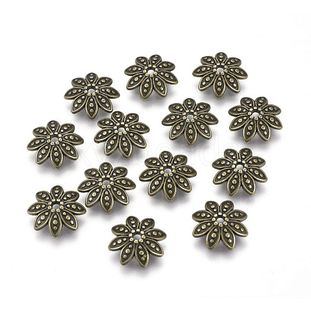8-Petal Tibetan Style Alloy Flower Bead Caps TIBEB-2347-AB-FF-1