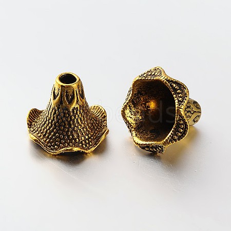 6-Petal Tibetan Style Alloy Bead Caps X-PALLOY-N0113-05AG-1