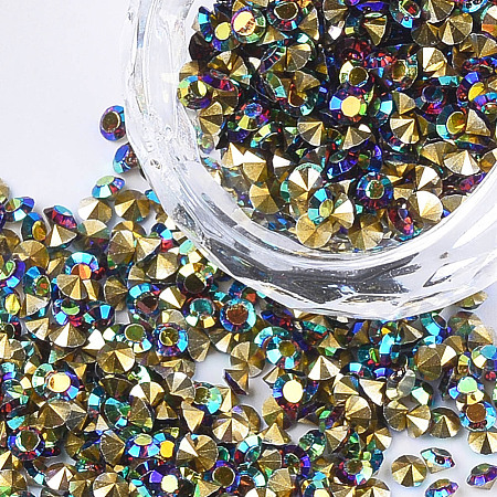 Eco-Friendly Pointed Back Resin Rhinestones CRES-R120-3mm-AB-07-1