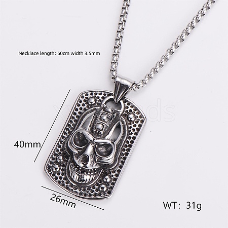 Gothic 316 Surgical Stainless Steel Pendant Box Chain Necklaces for Men ZF3615-7-1