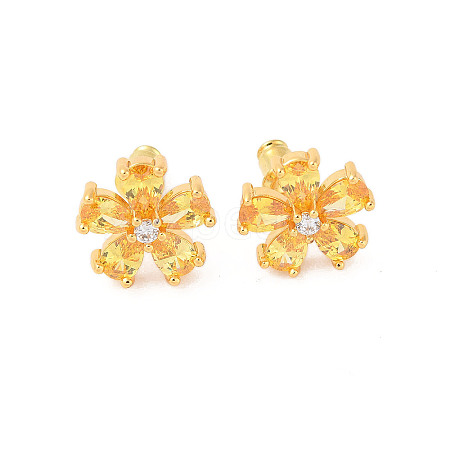 Rack Plating Brass Micro Pave Cubic Zirconia Stud Earrings EJEW-I304-07G-08-1
