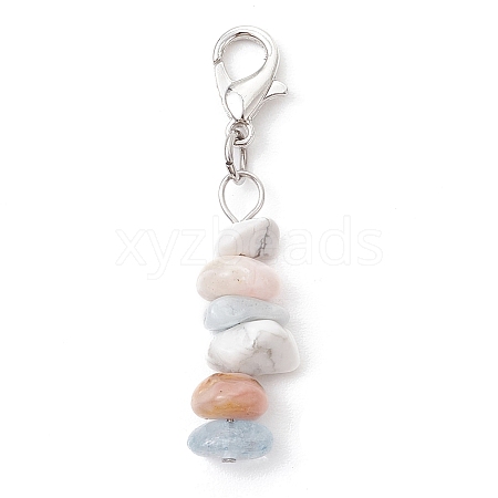 Natural Aquamarine & Pink Opal & Howlite Chips Pendant Decoration HJEW-JM02304-01-1