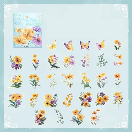 60Pcs PVC Self-Adhesive Flowers Stickers PW-WG3B3DC-02-1