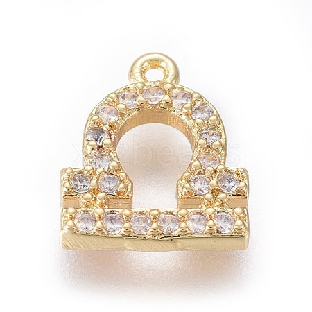 Golden Plated Brass Micro Pave Cubic Zirconia Charms ZIRC-L075-51G-1