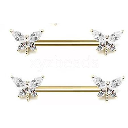 Brass Cubic Zirconia Dragonfly Nipple Rings WG71E21-04-1