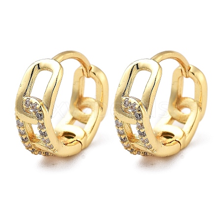 Brass Micro Pave Clear Cubic Zirconia Hoop Earrings for Women EJEW-U029-01G-04-1