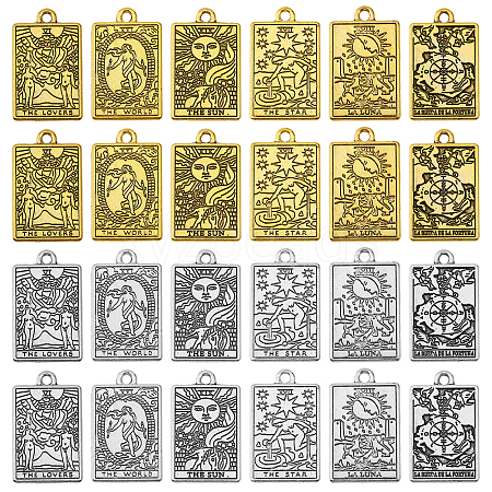 CHGCRAFT 24Pcs 12 Styles Rack Plating Alloy Pendants FIND-CA0008-17-1