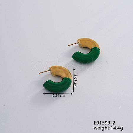 Vintage Retro Stainless Steel C-Shaped Stud Earrings for Women JV8839-2-1