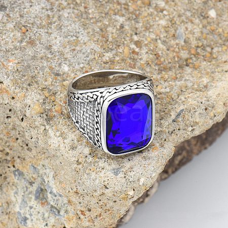 304 Stainless Steel with Cubic Zirconia Finger Rings for Men FS-WG67565-29-1