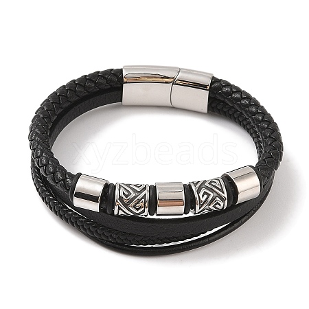 Braided Microfiber Leather Multi-strand Bracelets BJEW-B096-07C-1