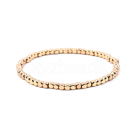 Gold-tone Miyuki Elastic Crystal Beaded Bracelet with Acrylic Tube Beads ST1647267-1