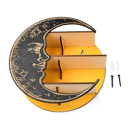 Wooden Crescent Moon Shelf for Crystals WICR-PW0004-001C-1