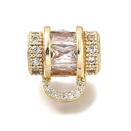 Handbag Brass Micro Pave Cubic Zirconia Beads KK-L230-13G-1