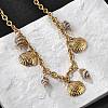 Summer Beach 304 Stainless Steel & Shell Pendant Necklaces NJEW-Z061-09G-3