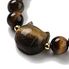 Round & Cat Head Natural Tiger Eye Beaded Stretch Bracelets for Women BJEW-K251-03D-3