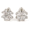 Cubic Zirconia Clover Stud Earrings EJEW-I304-14P-01-1