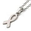 Non-Tarnish 201 Stainless Steel Ribbon Knot Pendant Necklace with Cable Chains NJEW-Q317-24P-2