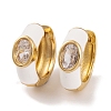 Rack Plating Brass Cubic Zirconia Enamel Earrings EJEW-S219-14G-04-1