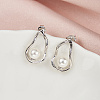 925 Sterling Silver Stud Earrings EJEW-L294-020P-2