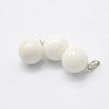Round Natural White Jade Pendants G-Q434-11-2