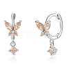 925 Sterling Silver Butterfly Hoop Earrings with Cubic Zirconia CY9476-14-1