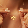 Buddhist Hollow Lotus Flower 201 Stainless Steel Pendant Necklaces for Women FS-WGA47F0-02-2