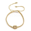 Brass Pave Cubic Zirconia Rectangle Braided Bead Bracelets FB-CBA9090-01-6