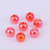 Electroplate Crackle Acrylic Beads CCG-WH0001-10mm-07-1