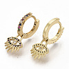 Brass Micro Pave Colorful Cubic Zirconia Dangle Hoop Earrings EJEW-S208-075-1