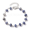 Natural Blue Spot Jasper Rondelle Beads Link Bracelets for Women BJEW-JB10262-03-1
