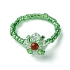 Flower Glass Beads Stretch Finger Rings for Women RJEW-MZ00025-4