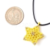 Glass Seed Beaded Star Pendant Necklaces NJEW-MZ00081-01-3