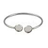 304 Stainless Steel Blank Bangle Bases with Flat Round Tray STAS-Z088-01P-04-2