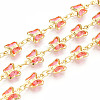Brass Glass Butterfly Charm Link Chains CHC-T018-11C-G-1