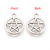 Tibetan Style Alloy Flat Round with Star Charms TIBEP-5248-AS-LF-2