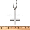 304 Stainless Steel Inverted Cross Pendant Box Chain Necklaces NJEW-NH0001-07P-4