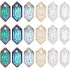 HOBBIESAY 18Pcs 6 Colors Embossed Glass Rhinestone Charms GLAA-HY0001-02-1