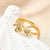 Brass Micro Pave Clear Cubic Zirconia Cuff Rings for Women RJEW-H247-18G-1