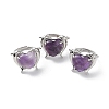 Natural Amethyst Dolphin & Heart Adjustable Rings RJEW-K241-02P-03-4