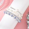 4Pcs 4 Styles Printed Porcelain Beads & Synthetic Hematite Beads & Shell Beads & ABS Plastic Pearl Stretch Bracelets Sets for Women BJEW-JB14203-01-1