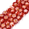 Round Millefiori Glass Beads Strands LK-P001-37-1