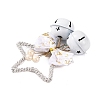 Christmas Plastic Star with Bell Pendant Decorations AJEW-S088-01C-3