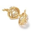 Rack Plating Brass Clear Cubic Zirconia Bead Cage Pendants KK-L224-006G-3