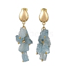Brass with Raw Rough Natural Aquamarine Beads Stud Dangle Earrings EJEW-JE07474-01-3
