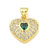 Heart Rack Plating Brass Micro Pave Cubic Zirconia Charms KK-Z053-17G-03-1