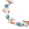 5Pcs 5 Colors Baking Paint Synthetic Turquoise Cross & Round Beads Stretch Bracelets for Men Women BJEW-JB12341-6