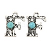 Synthetic Turquoise & Alloy Pendants PALLOY-H146-01AS-F-1