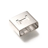 Letter Style 304 Stainless Steel Square Slide Charms STAS-L132-03I-2