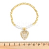 Brass Micro Pave Cubic Zirconia Charm Bracelets for Women BJEW-M050-02G-03-5